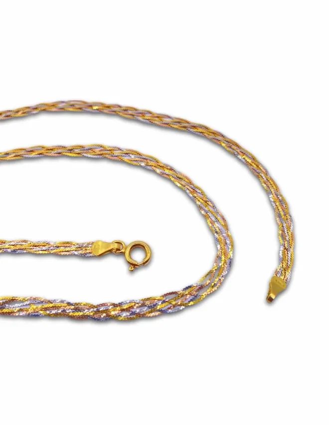 Collier Tressé Bicolore Or 18K