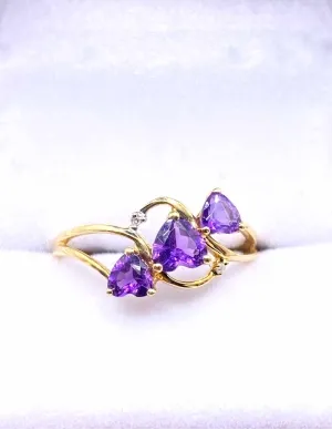 Bague Or Jaune 18K Améthystes et Diamants 2