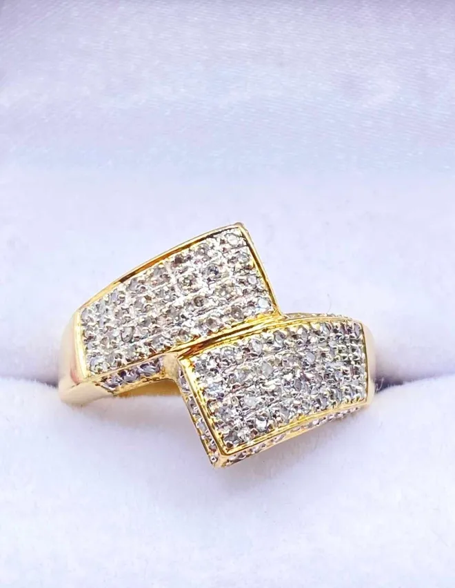 Bague Croisée Or Jaune 18K & Diamants