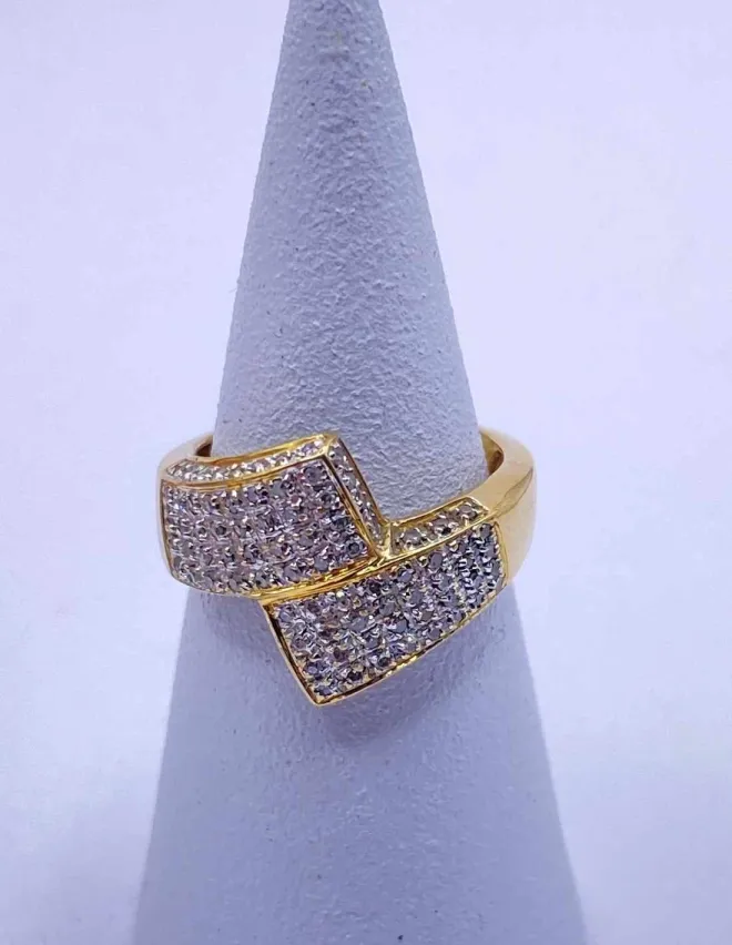 Bague Croisée Or Jaune 18K & Diamants