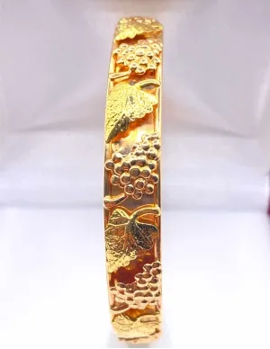 Bracelet Jonc Or 18K Grappes de Raisins et Feuilles de Vignes 2