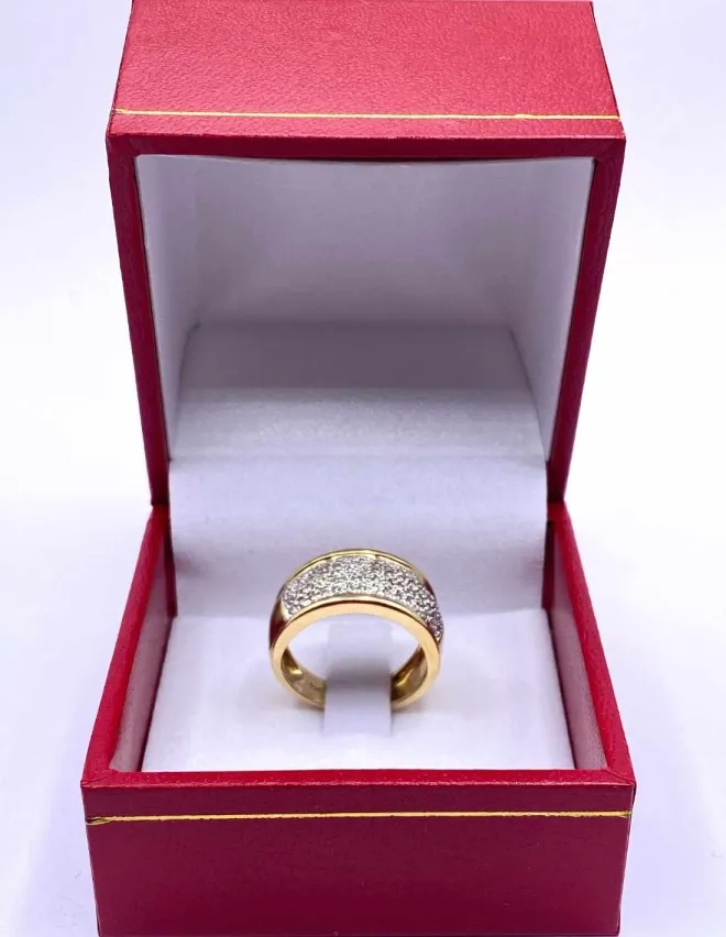 Bague Jonc Or Jaune 18k & Pavage Diamants
