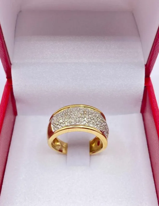 Bague Jonc Or Jaune 18k & Pavage Diamants