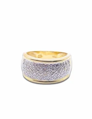 Bague Jonc Or Jaune 18k & Pavage Diamants