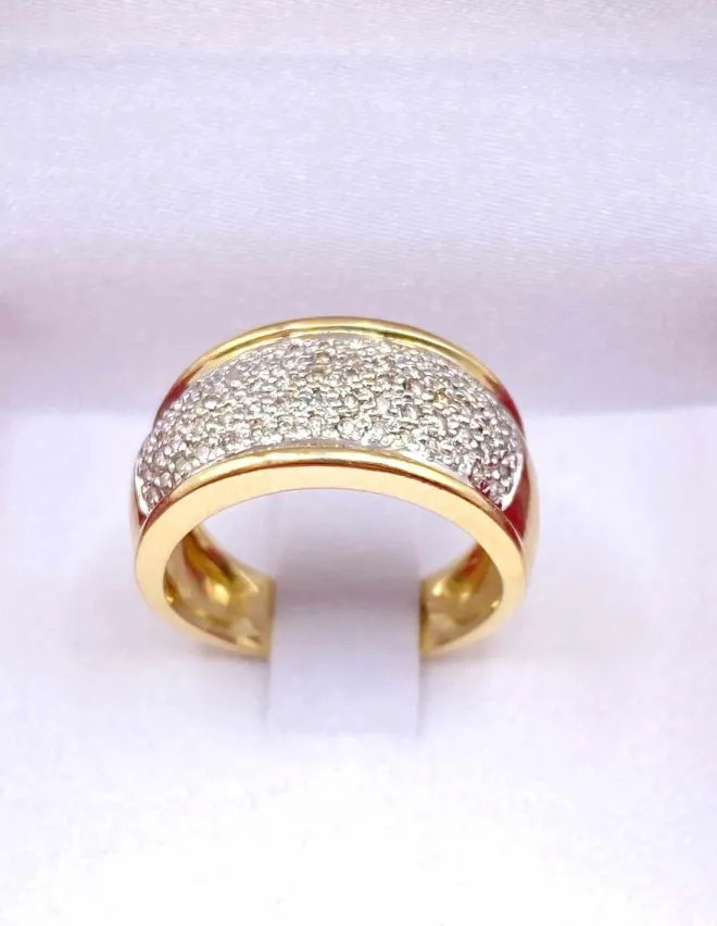 Bague Jonc Or Jaune 18k & Pavage Diamants