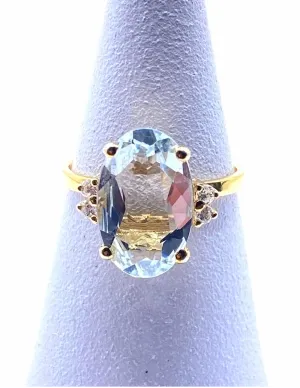 Bague Or Jaune 18k Aigue Marine & Diamants 2