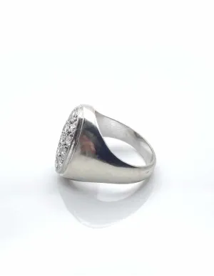 Chevalière Or Blanc 18K & Diamants 2