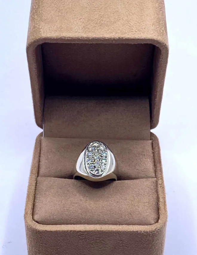 Chevalière Or Blanc 18K & Diamants