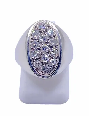 Chevalière Or Blanc 18K & Diamants