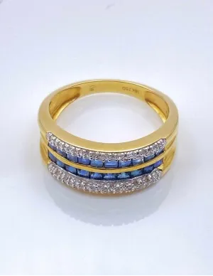 Bague Or Jaune 18K Saphirs & Diamants 2
