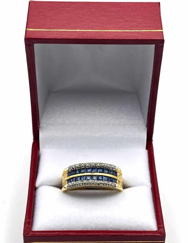 Bague Or Jaune 18K Saphirs & Diamants