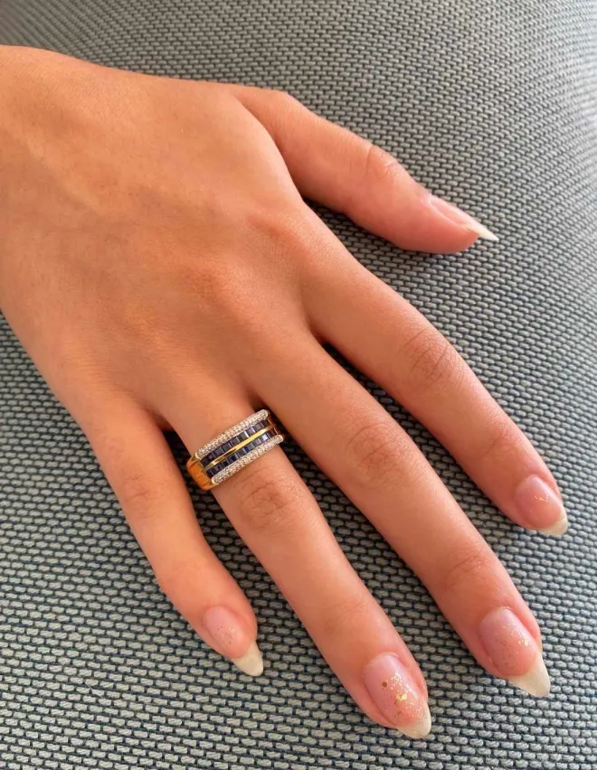 Bague Or Jaune 18K Saphirs & Diamants