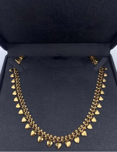Collier Draperie Coeurs en Or Jaune 18K