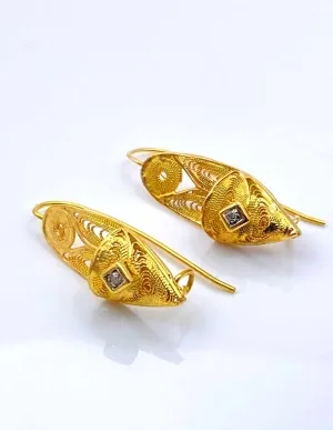 Boucles d'Oreilles Or Jaune & Diamants