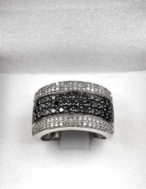 Bague Or Blanc Demi-tour Pavage Diamants Bicolores 2
