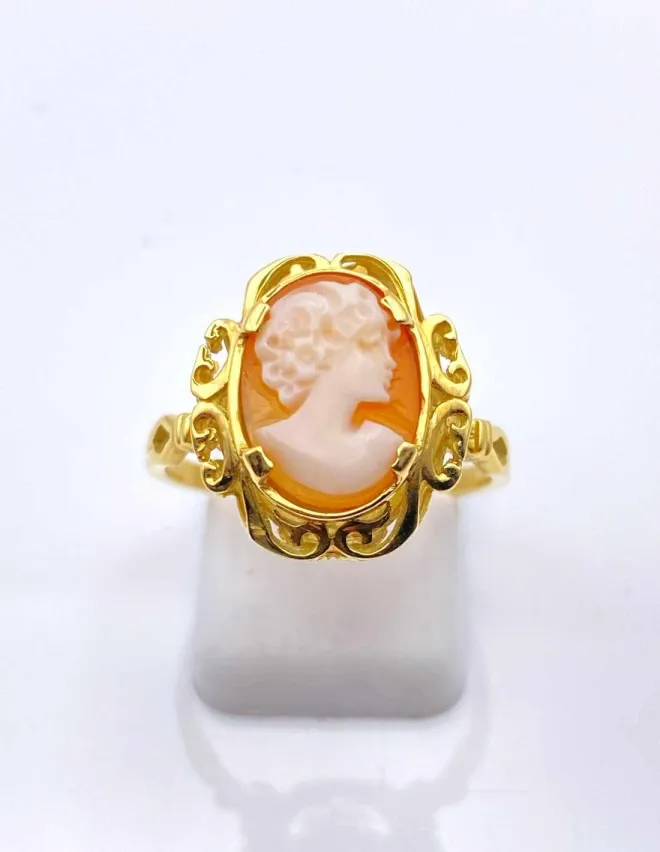 Bague Camée Femme Or Jaune 18k