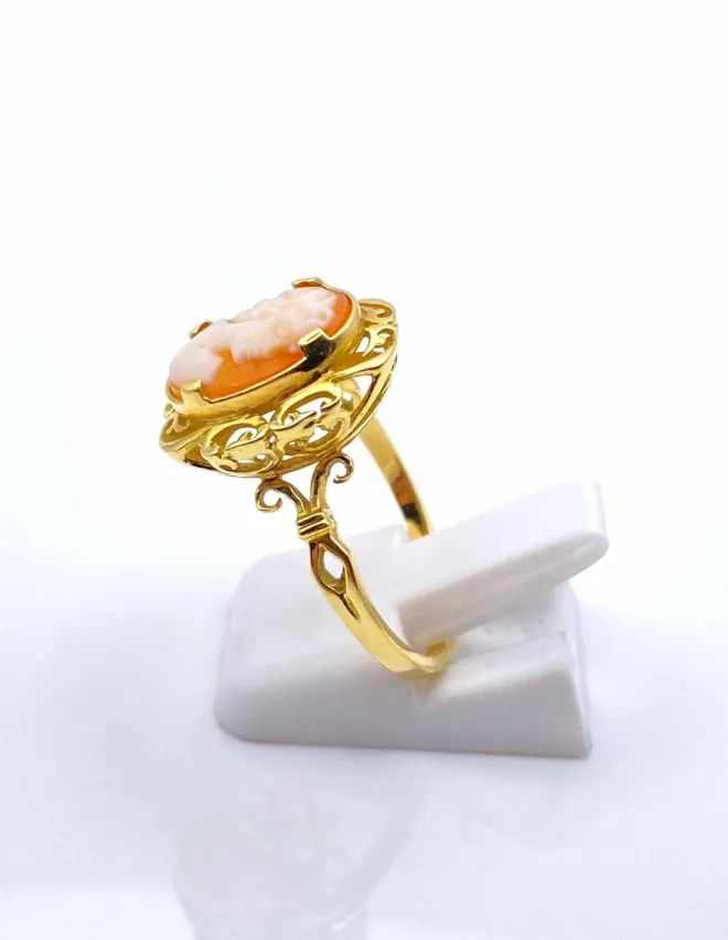 Bague Camée Femme Or Jaune 18k