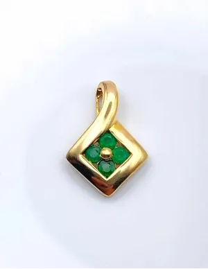 Pendentif Or Jaune 18k & Emeraudes