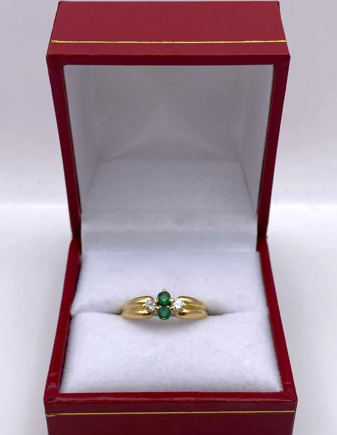 Bague Toi Et Moi Or Jaune Emeraudes & Diamants