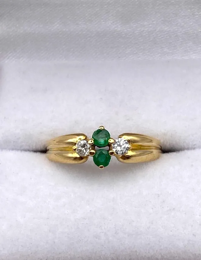 Bague Toi Et Moi Or Jaune Emeraudes & Diamants