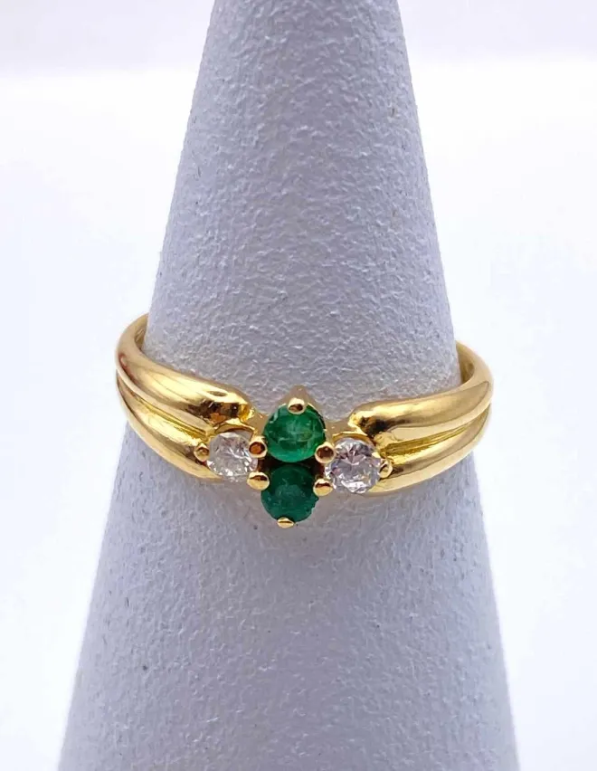 Bague Toi Et Moi Or Jaune Emeraudes & Diamants