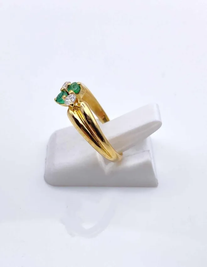 Bague Toi Et Moi Or Jaune Emeraudes & Diamants