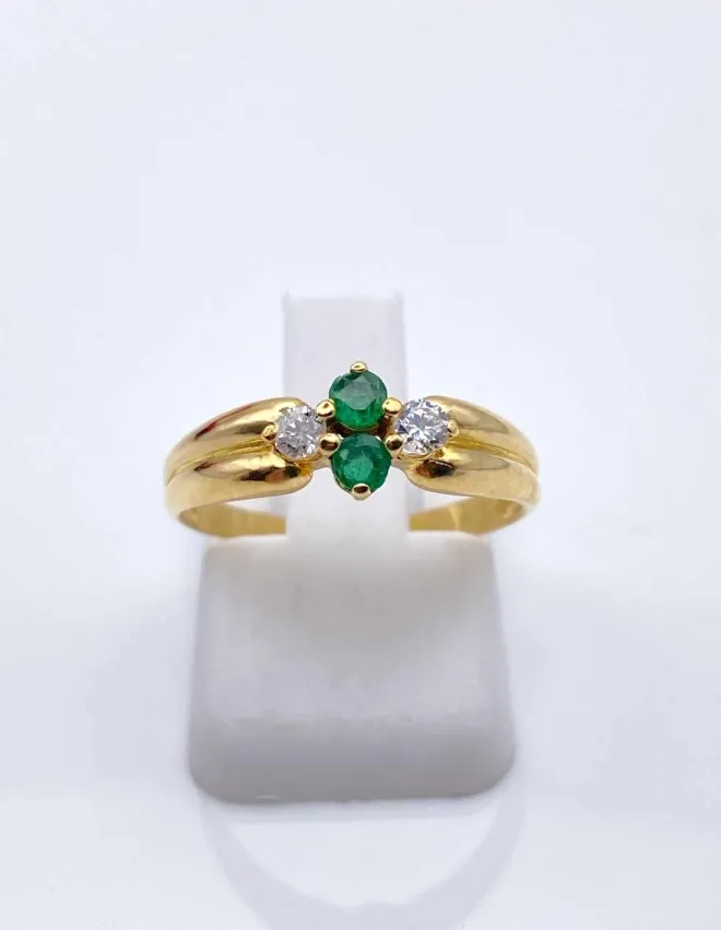 Bague Toi Et Moi Or Jaune Emeraudes & Diamants