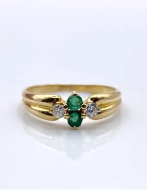 Bague Toi Et Moi Or Jaune Emeraudes & Diamants
