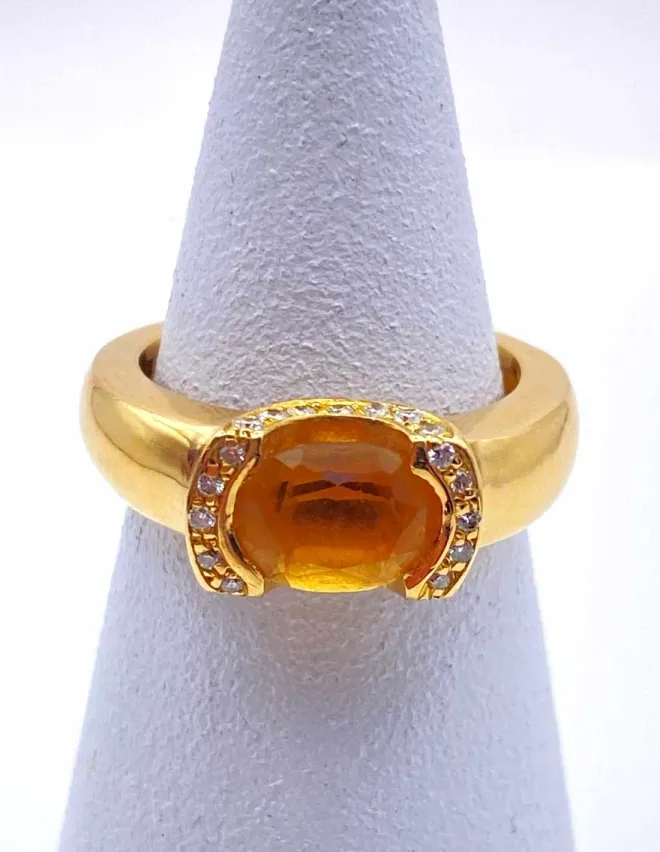 Bage Or Jaune Citrine & Diamants