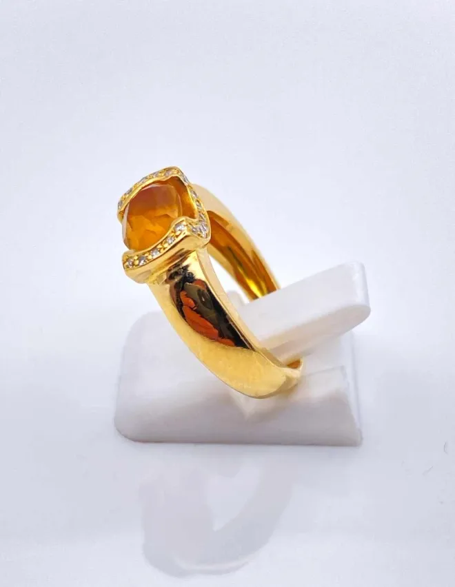 Bage Or Jaune Citrine & Diamants