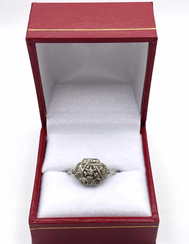 Bague Art Déco Or Blanc & Diamants