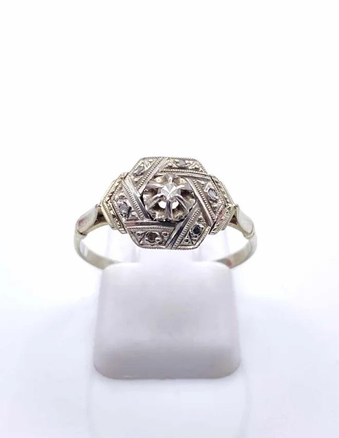 Bague Art Déco Or Blanc & Diamants