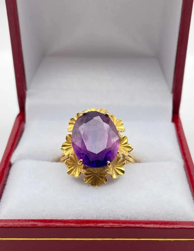 Bague Vintage Or Jaune & Améthyste