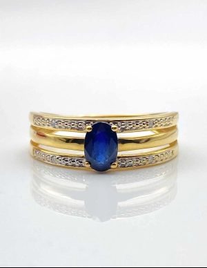 Bague Or Jaune Saphir & Diamants