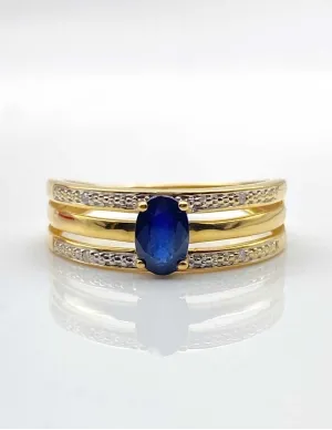 Bague Or Jaune Saphir & Diamants