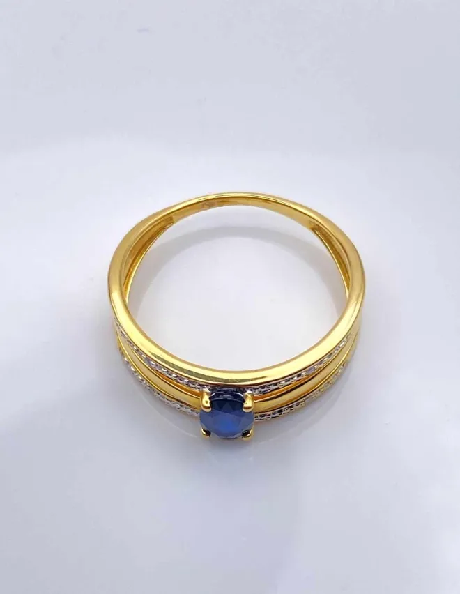 Bague Or Jaune Saphir & Diamants