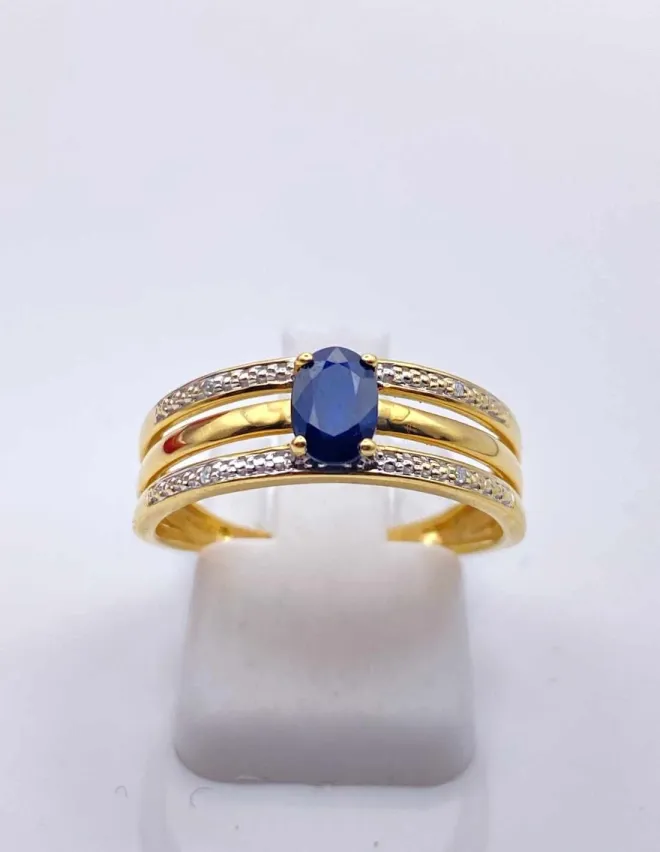 Bague Or Jaune Saphir & Diamants