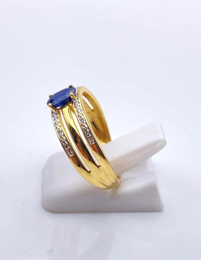 Bague Or Jaune Saphir & Diamants