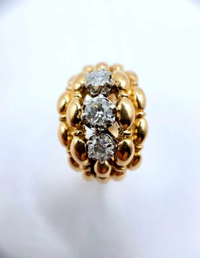 Superbe bague Vintage Or Rose & Diamants