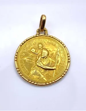 Médaille Vintage Or Jaune Saint Christophe
