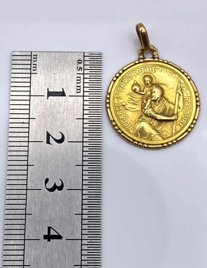 Médaille Vintage Or Jaune Saint Christophe