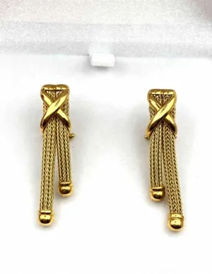 Boucles d'Oreilles Résille Vintage en Or Jaune
