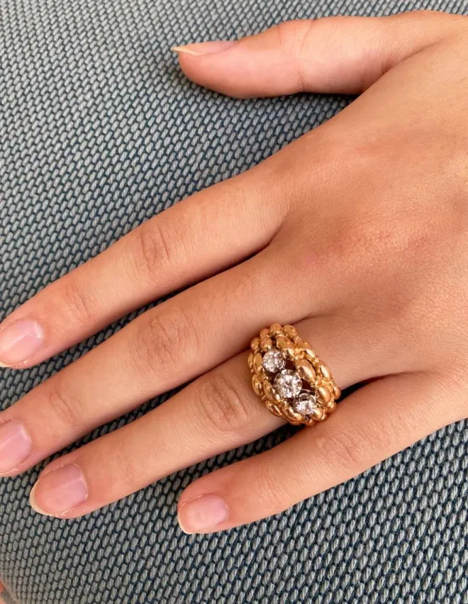 Superbe bague Vintage Or Rose & Diamants