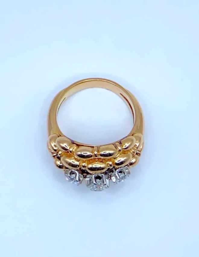 Superbe bague Vintage Or Rose & Diamants